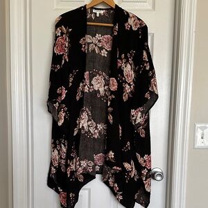 Maurices Black Floral Kimono